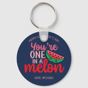 One In A Melon Funny Pun Cute Valentine's Day Keychain