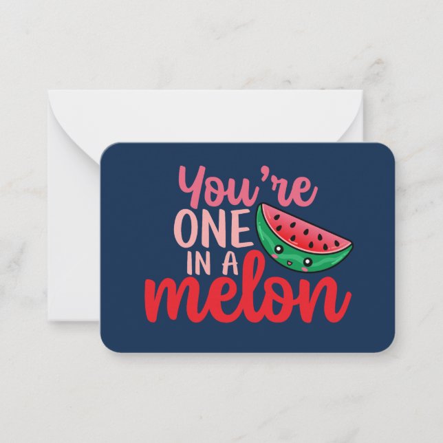 One In A Melon Funny Pun Cute Valentine's Day Note Card (Front)