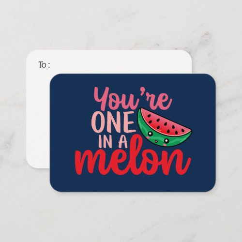 One In A Melon Funny Pun Cute Valentines Day Note Card