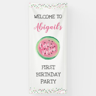 One in a Melon Girl's 1st Birthday Party Welcome Banner