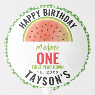 One in a Melon glitter watermelon 1st birthday Balloon