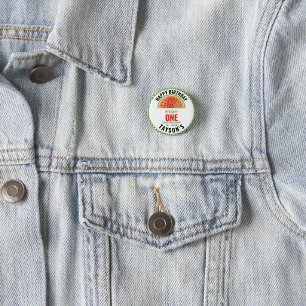 One in a Melon glitter watermelon 1st birthday Button