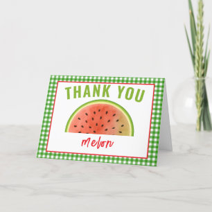 One in a Melon Glitter Watermelon 1st Birthday Thank You Card