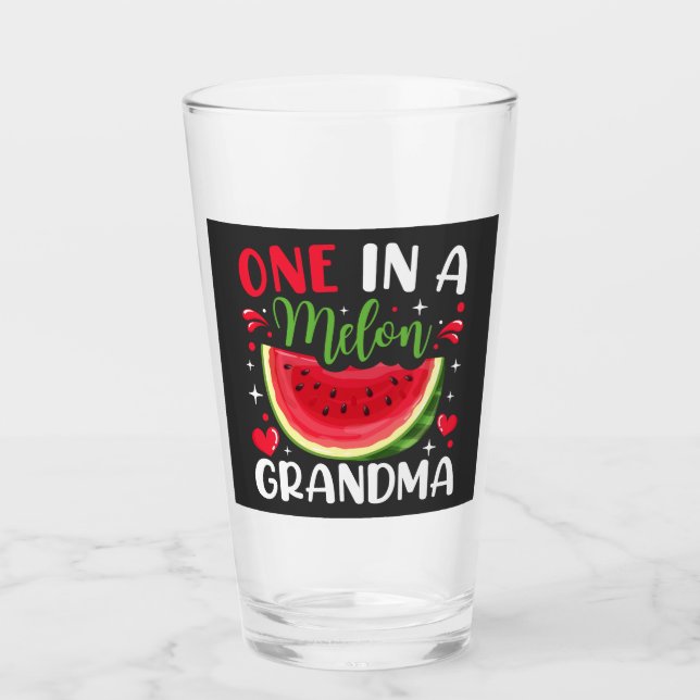One in a Melon Grandma B-Day Party Drinking Glass (Front)