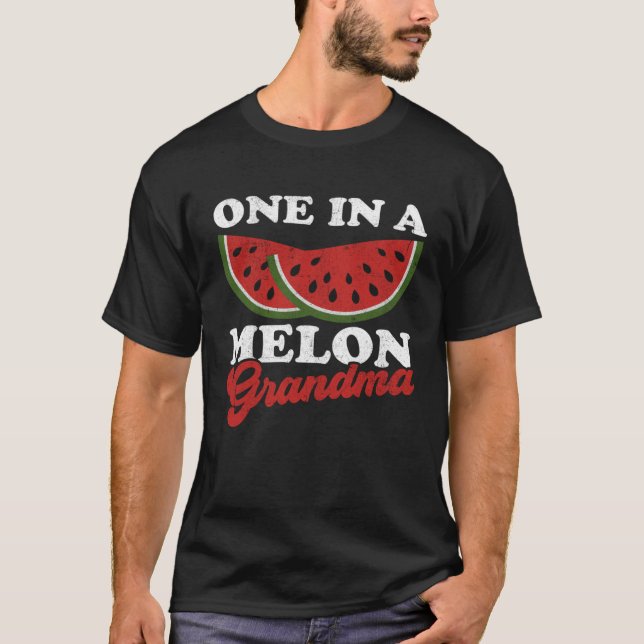 One In A Melon Grandma  Watermelon Summer Retro Cu T-Shirt (Front)