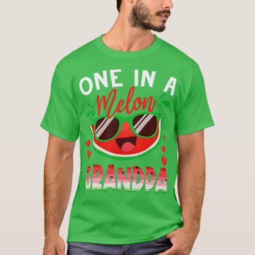 One In A Melon Grandpa Watermelon Family Matching T_Shirt