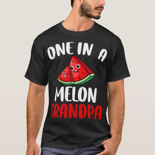 One In A Melon Grandpa Watermelon Fruit Family Mat T_Shirt