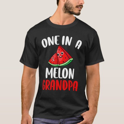 One In A Melon Grandpa Watermelon Fruit Family Mat T_Shirt