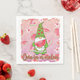 One in a Melon   Green Gnome & Watermelon Napkins