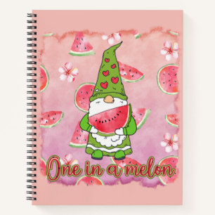 One in a Melon   Green Gnome & Watermelon Notebook