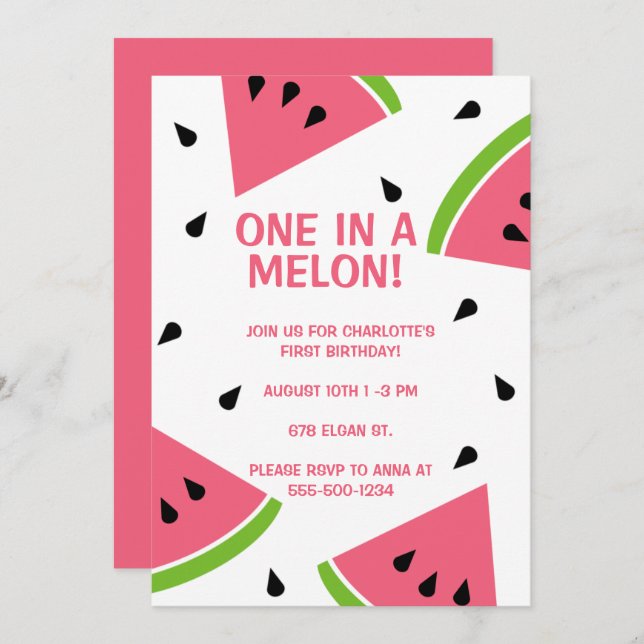 One in a Melon Invitation (Front/Back)