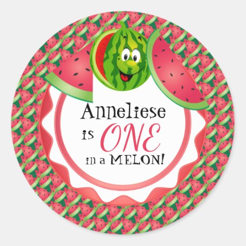 One in A Melon _ Kids Birthday  Classic Round Sticker