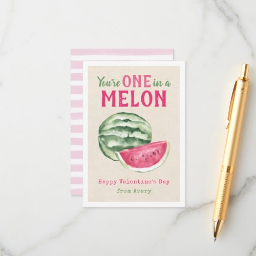 One in a Melon Kids Classroom Valentines Cards