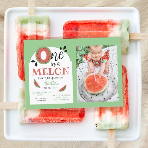 One in a Melon Kids First Birthday  Invitation