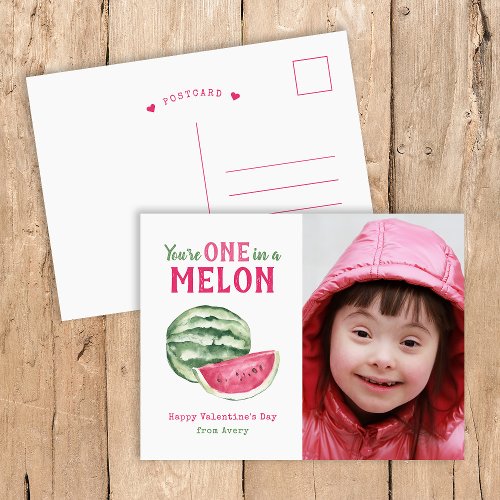 One in a Melon Kids Photo Valentines Day Postcard