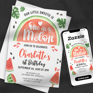 One in a Melon Little Sweetie 1st Birthday Party Invitation
