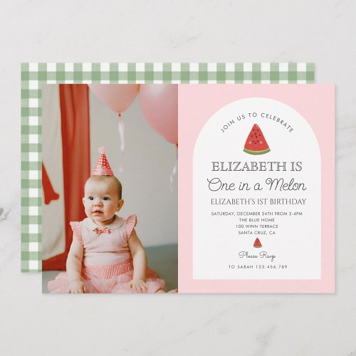 One In A Melon Little Sweetie First Birthday Invitation