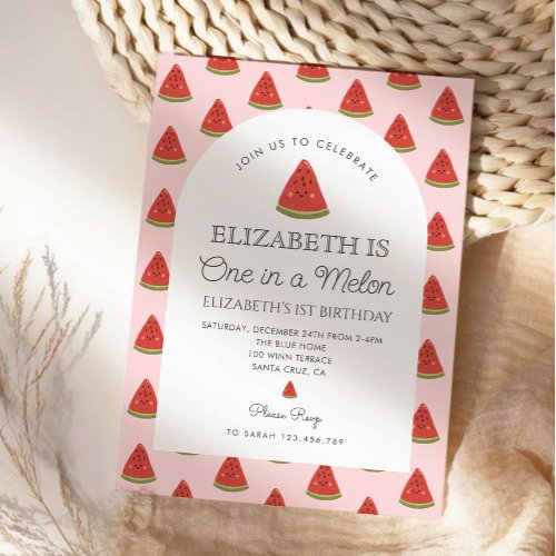 One In A Melon Little Sweetie First Birthday Invitation