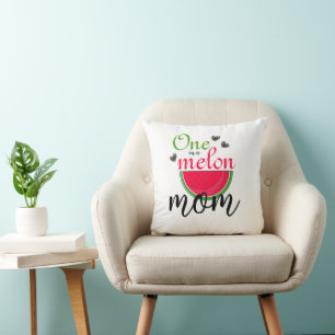 One In A Melon Mom Watermelon Throw Pillow