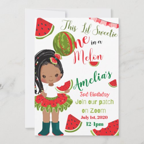 One In a Melon Online Birthday Invitation Card