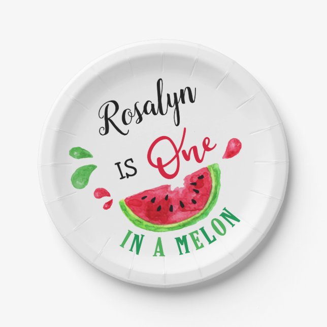 One in a melon paper plates (Front)