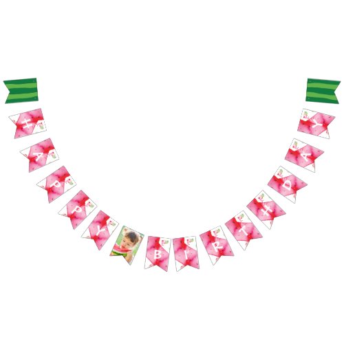 One In a Melon Personalized Birthday Photo Bunting Flags