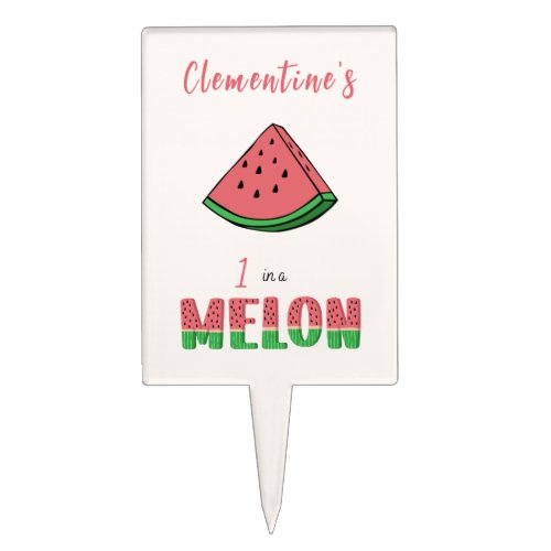 One in a Melon Personalized First Birthday Party  Cake Topper