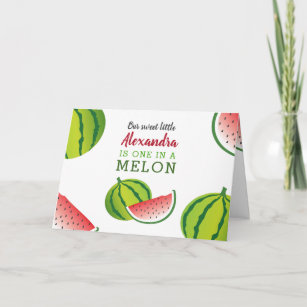 One in a Melon Photo 1st Birthday Watermelon Invitation