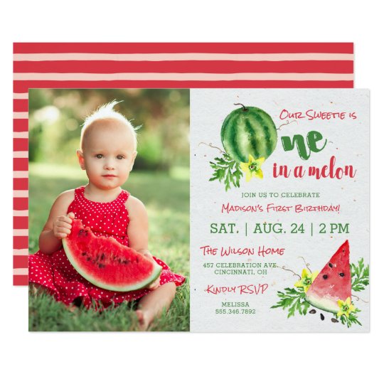 Download One in a Melon Photo Birthday Invitation | Zazzle.com