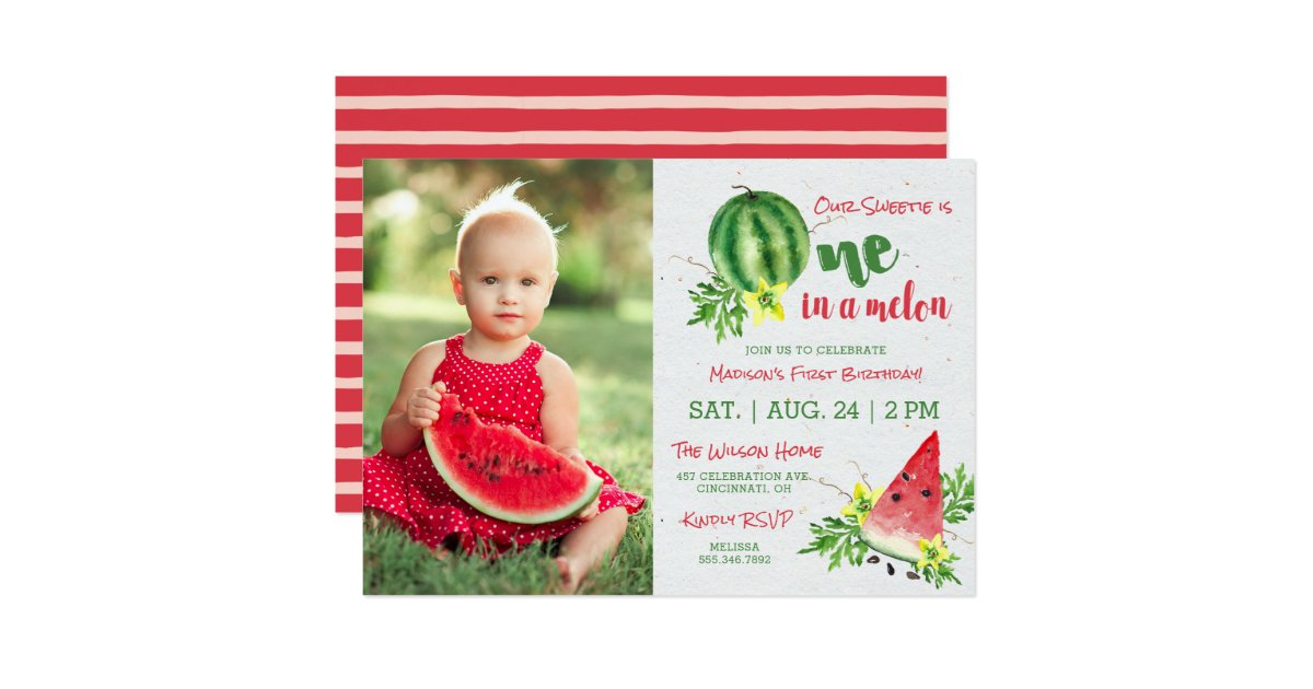 Download One in a Melon Photo Birthday Invitation | Zazzle.com