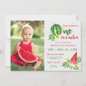 One in a Melon Photo Birthday Invitation (Front)