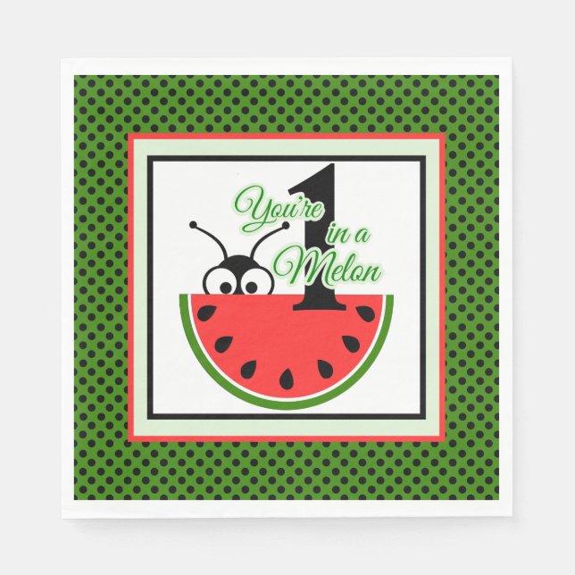 One in a Melon Picnic Ant with Watermelon Napkins (Front)
