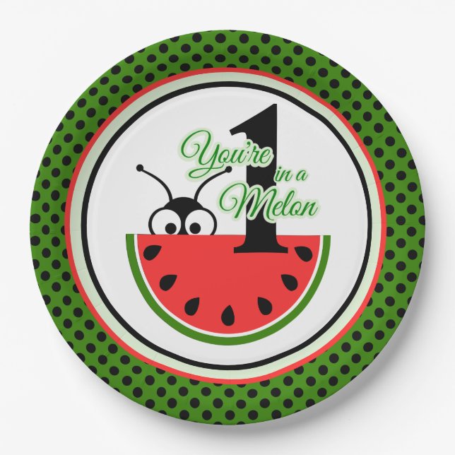 One in a Melon Picnic Ant with Watermelon  Paper Plates (Front)