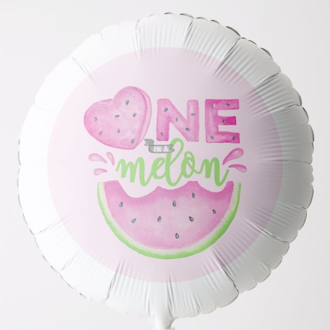 One in a Melon Pink Watermelon 1st Birthday  Balloon (Front)