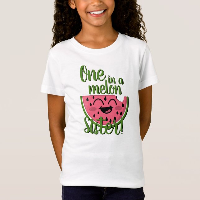 One in a Melon Sister Watermelon First Birthday T-Shirt (Front)