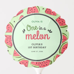 One in a Melon Summer Watermelon 1st Birthday  Balloon