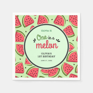 One in a Melon Summer Watermelon 1st Birthday  Napkins
