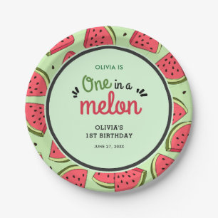 One in a Melon Summer Watermelon 1st Birthday Paper Plates