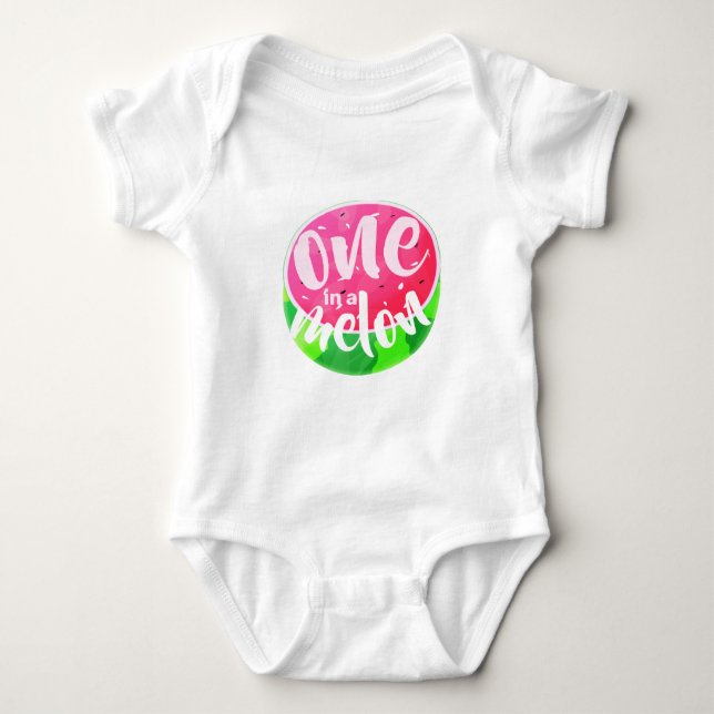 One in a Melon Sweet Summer Watermelon Baby Bodysuit (Front)