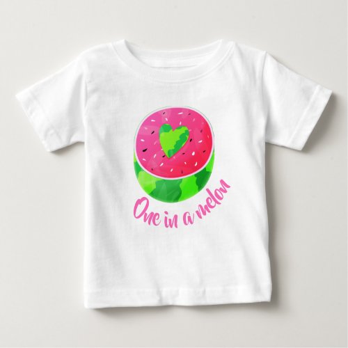 One in a Melon Sweet Summer Watermelon Baby T_Shirt
