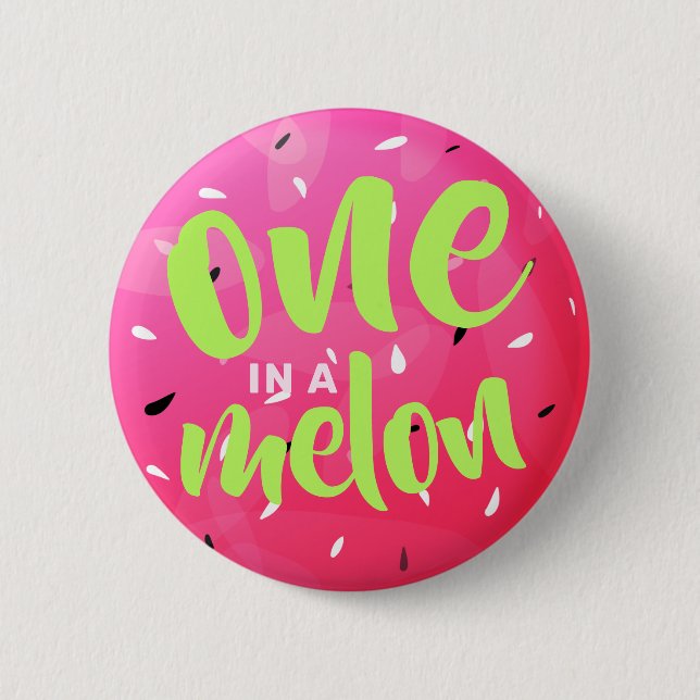 One in a Melon Sweet Summer Watermelon Pink Button (Front)