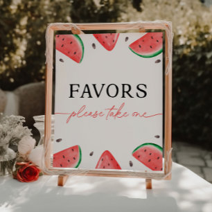 One In A Melon Table Sign Watermelon Favors Sign