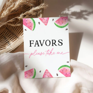 One In A Melon Table Sign Watermelon Favors Sign