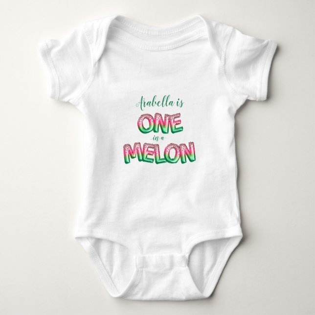 One in a Melon Themed Birthday Balloon Baby Bodysuit (Front)