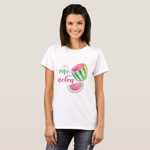 One in a Melon Tropical Watermelon Watercolor Pink T-Shirt