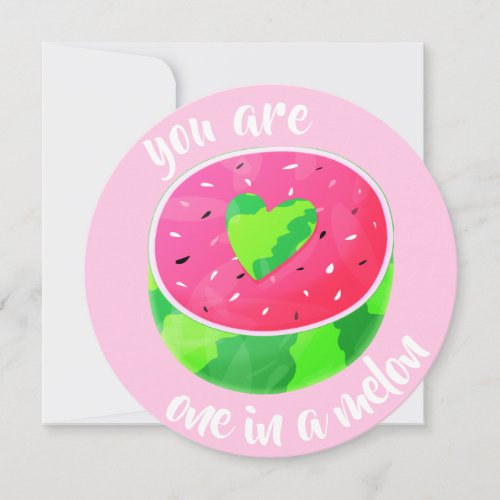 One in a Melon Valentine Heart Watermelon Love Holiday Card