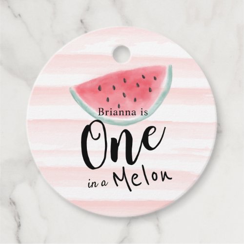One in a Melon Watercolor Watermelon 1st Birthday Favor Tags