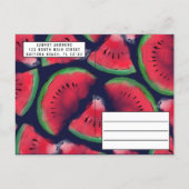 One in a Melon Watercolor Watermelon 1st Birthday Invitation Postcard (Back)