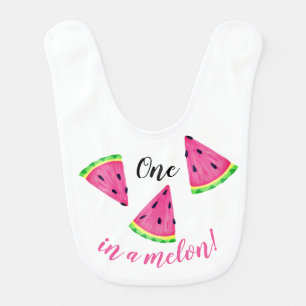 One in a Melon Watermelon 1st Birthday Baby Bib