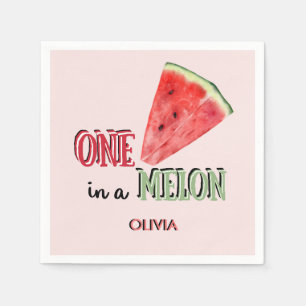 One in a Melon Watermelon 1st birthday Napkins